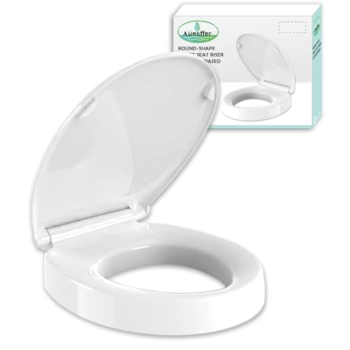 Raised Toilet seat 2.91 inch Round, 16.5 x 14.3inch Compatible | Soft Close + Quick-Release, Easy Clean, Bottom/Top Fixing, Safe Anti-Slip Pad Never Loosen, PP, White, 3 Years Support