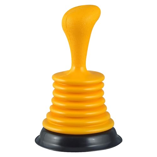 PlumbCraft Mini Drain Plunger, 11-Inch Bellows Sink Plunger for Kitchen & Bathroom Sinks, Heavy-Duty Clog Remover with Ergonomic Handle - color: Yellow Mini Plunger