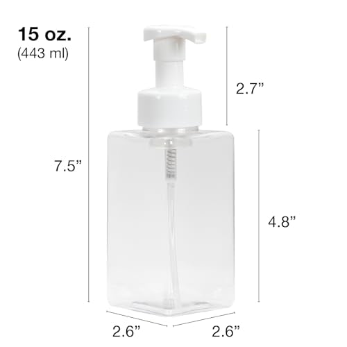 Ginger Lily Farms 2-Pack/15 oz Foaming Soap Dispenser, Plastic | for Hands, Body & Hair, Moisturizing Wash, Salon Wash, Spa Cleanser, Salon & Spa Essentials, Manicure & Pedicure Supplies - style: 15 Oz Clear