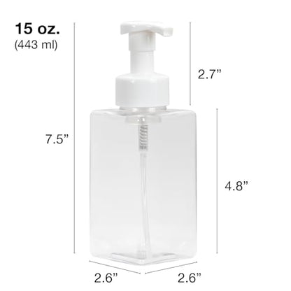 Ginger Lily Farms 2-Pack/15 oz Foaming Soap Dispenser, Plastic | for Hands, Body & Hair, Moisturizing Wash, Salon Wash, Spa Cleanser, Salon & Spa Essentials, Manicure & Pedicure Supplies - style: 15 Oz Clear
