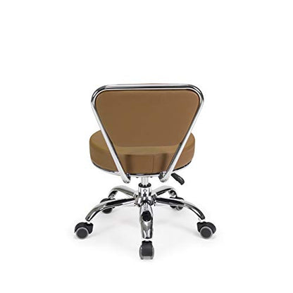Dayton Rolling Bathroom Seat (Cappuccino) Pneumatic, Short Stool with Adjustable Height 13"-15", Perfect for Bathroom Tub Height, Paded Shower Bench with Back-Support - color: Cappuccino
