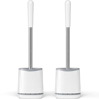 TRENTI Toilet Brush and Holder Set - Bristles Bowl Brush Head with Ventilated Holder, Wall Mounted Compact Set for Bathroom Deep Cleaning - color: White