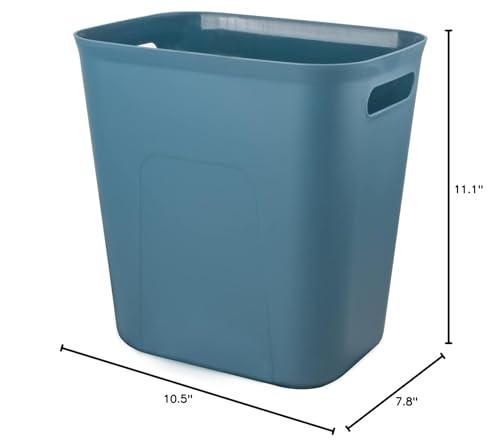 UUJOLY Plastic Small Trash Can Wastebasket, Garbage Container Basket for Bathrooms, Laundry Room, Kitchens, Offices, Kids Rooms, Dorms, 3.5 Gallon, Blue Green | Compact Sturdy Garbage Can for Bathroom, Laundry Room, Kitchen, Office, Kids Room, Dorm, Durab