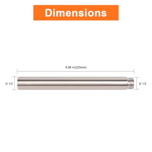 Shower Head Extension Arm, Shower Extender Water Outlet- Lowers Existing, Shower Pipe Extension for Bathroom, Made of Solid Metal Stainless Steel(8 Inch, Brushed Nickel) - color: Brushed Nickel, style: 8 Inch