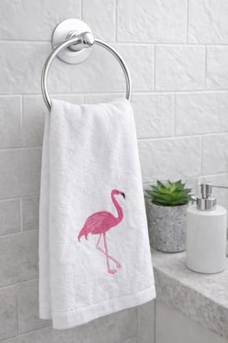 Flamingo 3-Pack Fingertip Hand Towels. Ultra Soft Premium Terry Velour. Highly Absorbent, Quick Dry. Guest Towels - color: Flamingo