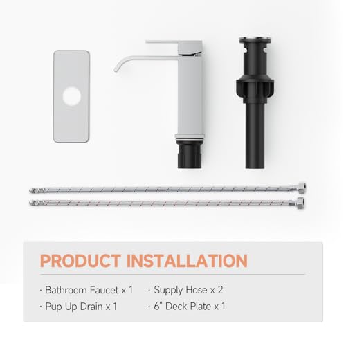 Chrome Bathroom Faucets Evolvegoods Modern Waterfall Bathroom Faucet | Single Handle 1 or 3 Hole Bathroom Sink Faucet RV Mixer Tap Vanity Faucet with Deck Plate Pop-up Drain and Supply Lines - color: Chrome