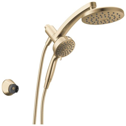 Delta 6-Setting PivotPro 3-in-1 Combination Shower Head with ProClean Spray, Brushed Gold Round Shower Head Rainfall with Handheld Spray, 1.75 GPM, Champagne Bronze 75649CZ - color: Champagne Bronze