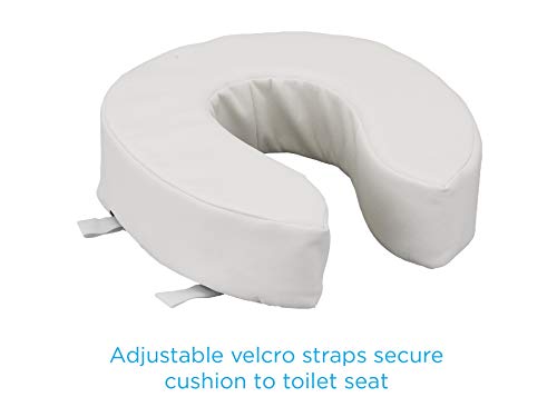 NOVA Medical Products Toilet Seat Cushion and Riser, 4” Padded Toilet Seat Attachment Cover, for Standard and Elongated Toilet Seats, Vanilla