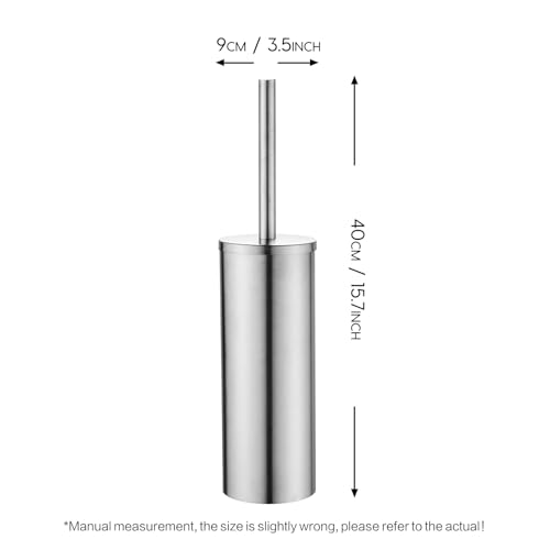 Stainless Steel Toilet Bowl Brush, Brushed Dual-Brush Head | AIREMOEN Toilet brush, dual-head design, toilet brush, bathroom accessories, freestanding - color: Brushed