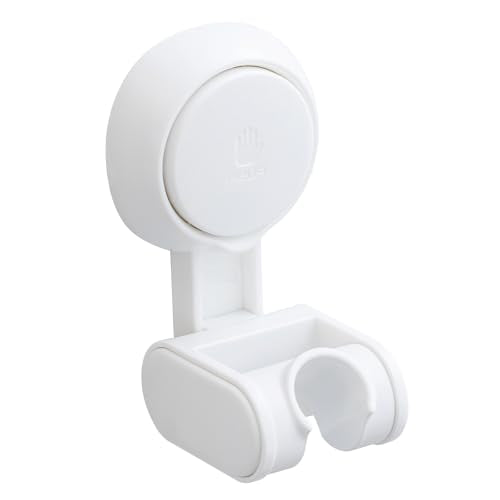 TAILI Shower Head Holder Suction,Adjustable Height & Angle,Universal,White | bathroom handheld shower wand bracket,no-drill removable waterproof,round,plastic,wall mounted,kids,pets,4.5" - color: Light White, size: Round