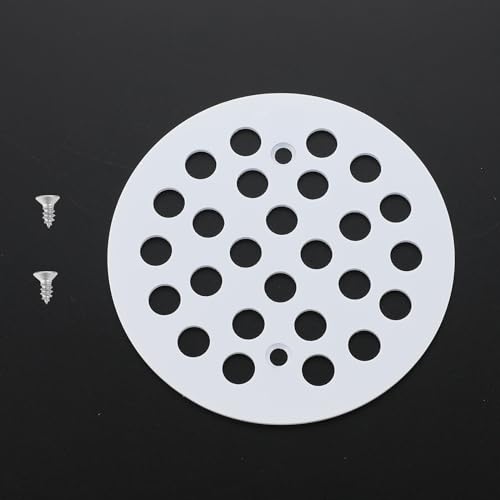 Round 4-1/4 Inch Screw-in Shower Drainer Cover Replacement 304 Stainless Steel Floor Drain Grate with Screws White - color: White