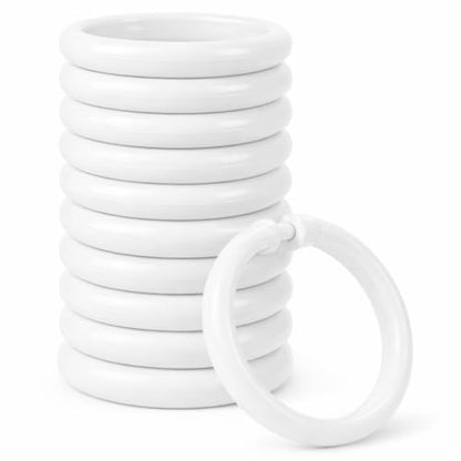 12 Piece Plastic Basic Locking Round Hook Easy Gliding Shower Curtain Rings Fits All Standard Size Shower Rods (White) - color: White