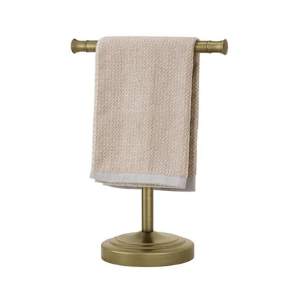 RUMOSE Antique Brass Hand Towel Holder Stand Countertop Towel Rack | 13 Inch Bathroom Kitchen Vanity T-Shape Towel Stand Free Standing Stainless Steel Towel Bar Towel Ring - color: Antique Brass