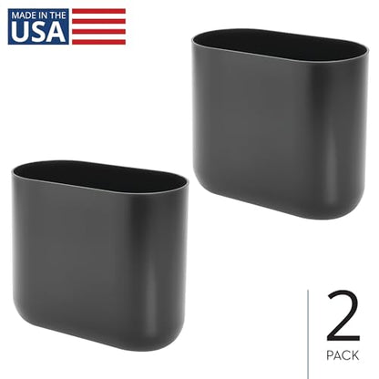 iDesign Small Slim Plastic Bathroom Trash Can, 2-Pack, Gray | Bedroom, Office, Desk, Dorm - color: Charcoal, style: Pack of 2