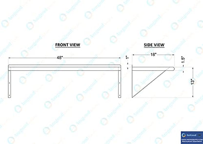 AmGood 48" Long X 18" Deep Stainless Steel Wall Shelf | NSF Certified | Appliance & Equipment Metal Shelving | Kitchen, Restaurant, Garage, Laundry, Utility Room - size: 48" Long X 18" Deep