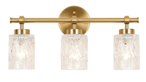 ALICE HOUSE 3-Light Vanity Light Fixture Over Mirror, Brushed Brass, Easy Bulb Replacement, LED Compatible, Bright and Elegant Bathroom Light for Makeup AL5095-W3 - size: 3 Light