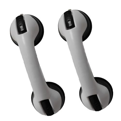 2 - Pack Suction - Cup Safety Grab Handles, 12 - Inch No - Drill Removable Handrails for Bathroom, Bathtub, Shower, Toilet, Ideal for Seniors, Elderly, and Those Needing Balance Support（Black）