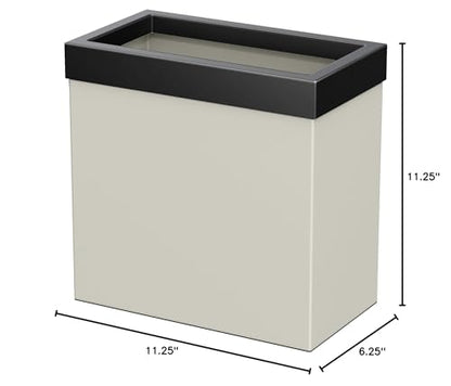 Gatco Modern Rectangle Wastebasket, Matte Pearl and Matte Black Combo - Stainless Steel Trash Can with Removable Lid, Leakproof, 3 Gallon Capacity for Bathroom, Bedroom, Kitchen, or Office - color: Matte Pearl / Black