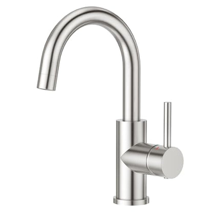CREA Bar Sink Faucet, Bathroom Kitchen Faucet Brushed Nickel Pre Wet Small Mini Kitchen Bath Utility Marine Faucet Single Hole Stainless Steel Farmhouse Vanity Lavatory Faucets Outdoor - color: Brushed Nickel