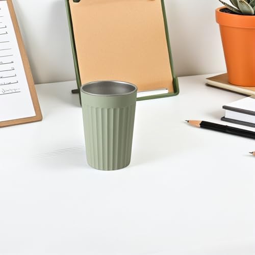 PRETYZOOM Stainless Steel Toothbrush Holder Cup 350ml Green Mouthwash Rinse Cup Sturdy Bathroom Storage Container for Home Office School