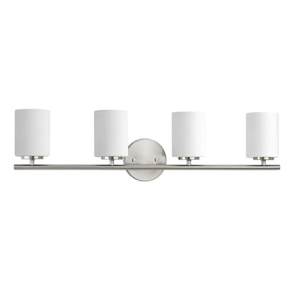 Progress Lighting 4-Light Etched White Glass Modern Bath Vanity Light, Replay Collection, Brushed Nickel (P2160-09) - color: Brushed Nickel, size: 4-Light