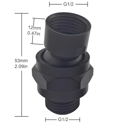 Shower Head Swivel Ball Adapter (Universal Component), Solid Brass Adjustable Shower Arm Connector, Shower Connector Ball Joint, Matte Black - color: Matte Black