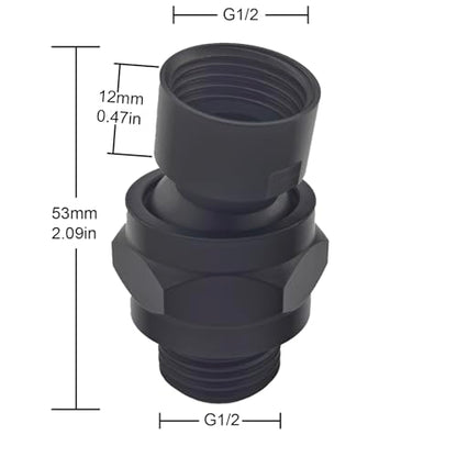 Shower Head Swivel Ball Adapter (Universal Component), Solid Brass Adjustable Shower Arm Connector, Shower Connector Ball Joint, Matte Black - color: Matte Black