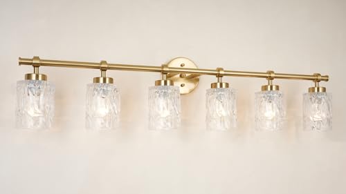 ALICE HOUSE Modern 6-Light Bathroom Vanity Light, 41” Brushed Brass Finish Wall Lighting Fixture Over Mirror for Bathroom, Powder Room, Makeup AL5095-W6 - size: 6 Light