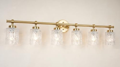 ALICE HOUSE Modern 6-Light Bathroom Vanity Light, 41” Brushed Brass Finish Wall Lighting Fixture Over Mirror for Bathroom, Powder Room, Makeup AL5095-W6 - size: 6 Light
