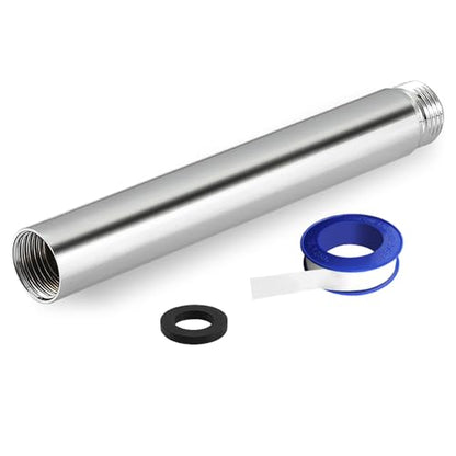 Shower Extension Arm, Solid Stainless Steel Shower Pipe Extension with Teflon Tape and Washer, For Lowering or Extending Showerhead (6 Inch, Chrome) - color: Chrome, style: 6 Inch