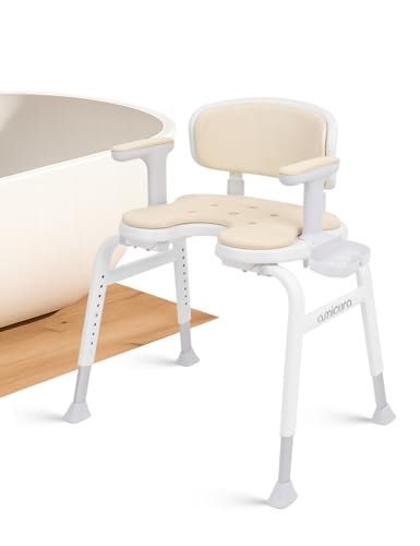 U-Shaped Shower Chair, Modular Arms & Back, 300 lb, Beige | Soft EVA padding, adjustable height, non-slip feet, tool-free setup, and a warm home-friendly look - color: Beige