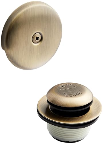 Signature Hardware 948039 Pop-Up Drain with Overflow Cover for Alcove Tub - Aged Brass - color: Aged Brass