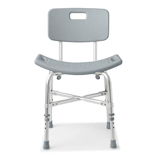 Medline Shower Chair Bath Bench with Back, Supports up to 550 lb, Safe and Comfortable Baths and Showers, Non-Slip Rubber Feet, Back for Extra Support - style: Chair