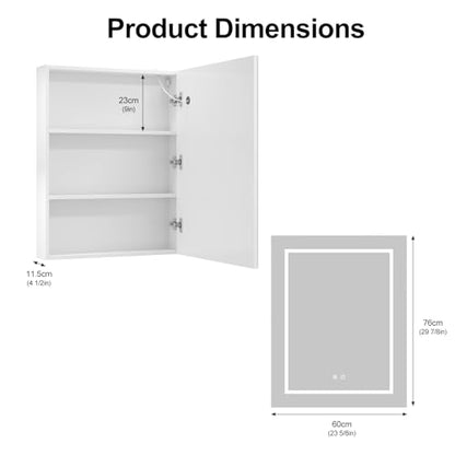 Lighted Medicine Cabinet, Led Medicine Cabinet with Mirror Wall Mounted | Bathroom Mirror Cabinet with Storage, Brightness Adjustable,Dimmer, 24x30 Inch, Right Hinges,Anti-Fog,Assembly Required - size: 24x30-Right Hinges
