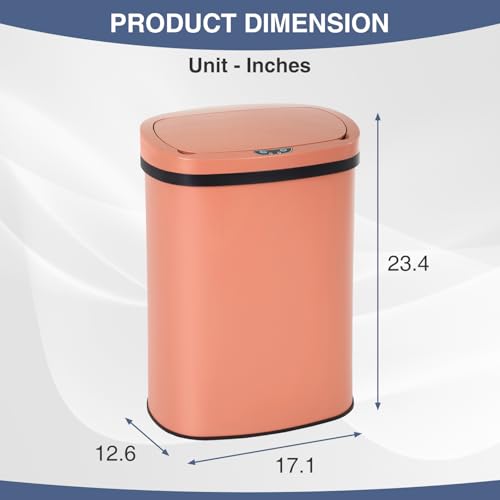 PayLessHere | 13 Gallon Stainless Steel Trash Can | Pink | Automatic Touchless Lid with Motion Sensor | Kitchen Garbage Can with Waterproof Design | for Home, Office, Bathroom | Pack of 1 - color: Pink Stainless Steel