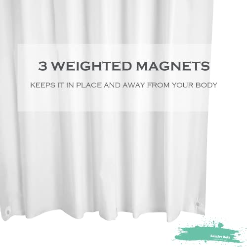 White Plastic Shower Curtain Liner, 72x72 Inch Thin Lightweight Plastic Bathroom Shower Showroom Inner Curtain with Rustproof Metal Grommet Holes and Weighted Magnets - color: A03-white, size: 72"W x 72"L (Pack of 1)