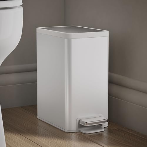 Kohler 6 Liter (1.5 Gallon) Stainless Steel Step Trash Can, White - color: White Stainless Steel, size: 1.6 Gallon - Step Can