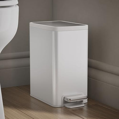 Kohler 6 Liter (1.5 Gallon) Stainless Steel Step Trash Can, White - color: White Stainless Steel, size: 1.6 Gallon - Step Can