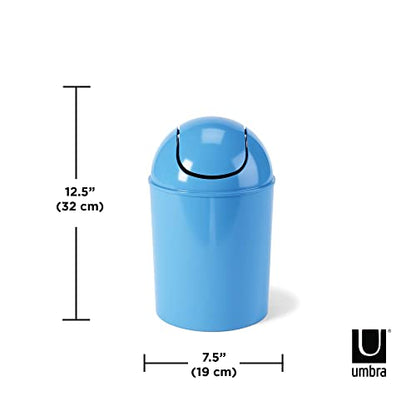 Umbra 1.25 Gallon Mini Waste Can with Removable Swing-Top Lid - Small Garbage Bin for Kitchen, Bathroom, Bedroom, Office - Compact Trash Can Fit Under Tables & Counters - Sky Blue - color: Sky Blue