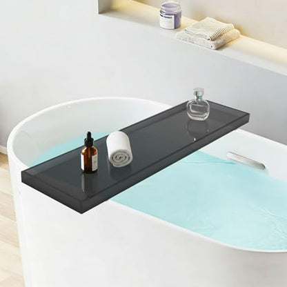 Acrylic Bathtub Tray, 29.9x7.9 Inch Bath Tray with 66lbs Capacity, 8mm Thick Spa Tub Shelf for Wine Book Tablet, Clear/Clear Black/Pure Black (Clear Black) - color: Clear Black