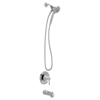 Moen Ronan Chrome Single-Handle Modern Tub and Shower Faucet with Round Handheld Rain Shower Spray Head Featuring Magnetix, Valve Included, 82021 - color: Chrome, style: Round Showerhead