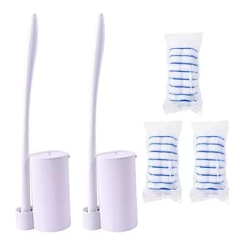 Disposable Toilet Brush Holder Set Toilet Wand (Pack of 2) Toilet Cleaner Scrubber with 24 Refills - size: 2 brushes+24 Refills