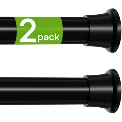2 Pack Shower Curtain Rod 31-62 Inches Black Adjustable Tension Curtain Rod No Drilling Spring Loaded Curtain Rods Shower Rods For Bathroom,Window,Closet,Room Divider,7/8 Inch Diameter - color: Black, size: 31" to 62"-2Pcs