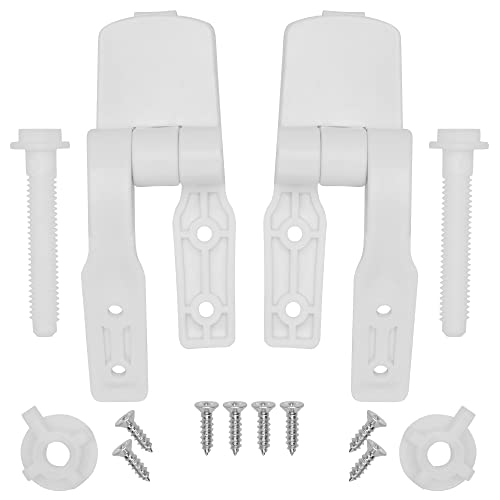 White Plastic Toilet Seat Hinge Replacement with Bolts Screw and Nuts