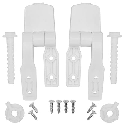 White Plastic Toilet Seat Hinge Replacement with Bolts Screw and Nuts