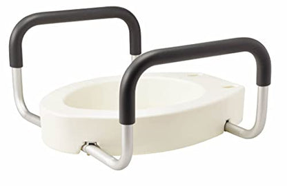 Medline Elongated Toilet Seat Riser with Arms, 3.5-Inch Height 400 lb Weight Capacity - Comfortable & Secure Bathroom Aid for Elderly & Disabled