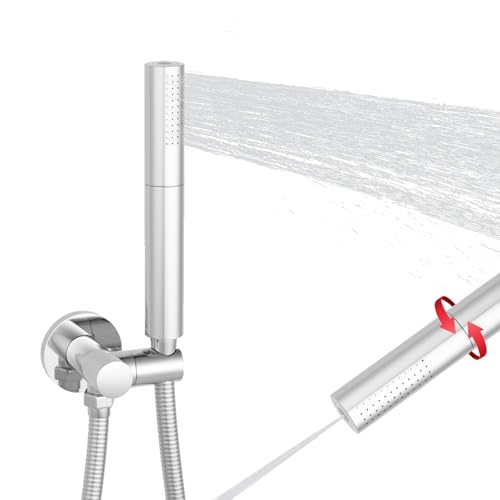 Hand Shower Head Chrome High Pressure Dual-Function Shower Wand | Jet Spray and Rainfall Modes, Brass, 7 Inch, High Flow, with 59 inch Hose and Bracket - color: Chrome