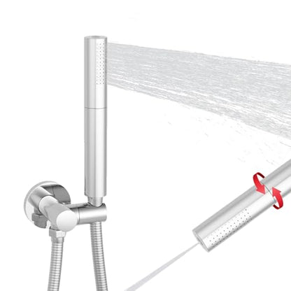 Hand Shower Head Chrome High Pressure Dual-Function Shower Wand | Jet Spray and Rainfall Modes, Brass, 7 Inch, High Flow, with 59 inch Hose and Bracket - color: Chrome