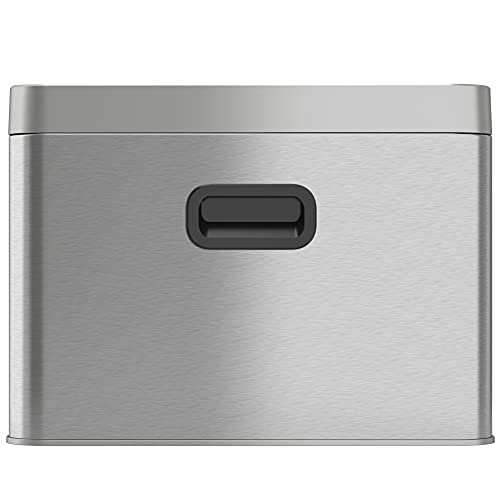 ITouchless 5.3 Gallon / 20L Slim Dual Compartment Open Top Trash Can and Recycle Bin – Rectangular Stainless Steel Wastebasket for Kitchen, Home, Office, Cubicle, Breakroom, Garage - color: Silver