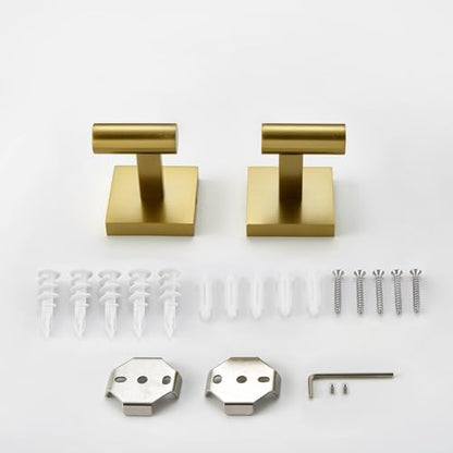 KOKOSIRI Robe Hooks Bathroom Towel Coat Hook for Bath Kitchen Wall 2 Pack Brushed Gold Stainless Steel B1013BG-P2 - color: Brushed Gold, size: 2 Pack